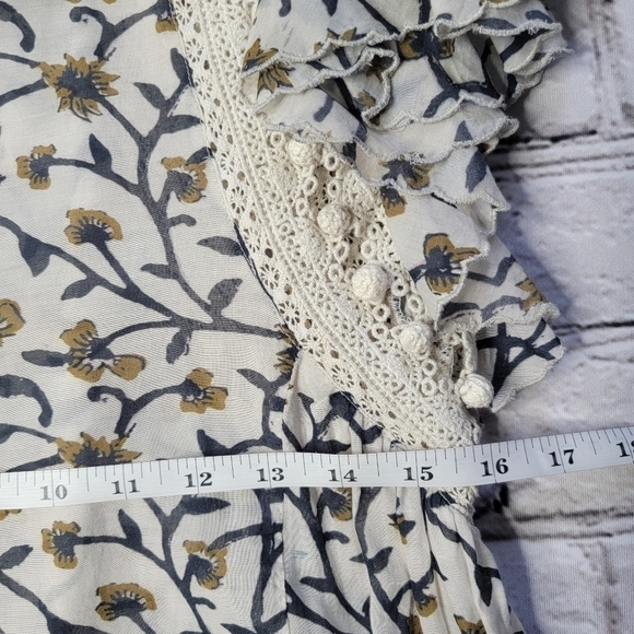 Sea New York Khloe Crema Print Crochet Accent Cotton Blend Blouse Size XS/S? - Picture 8 of 10